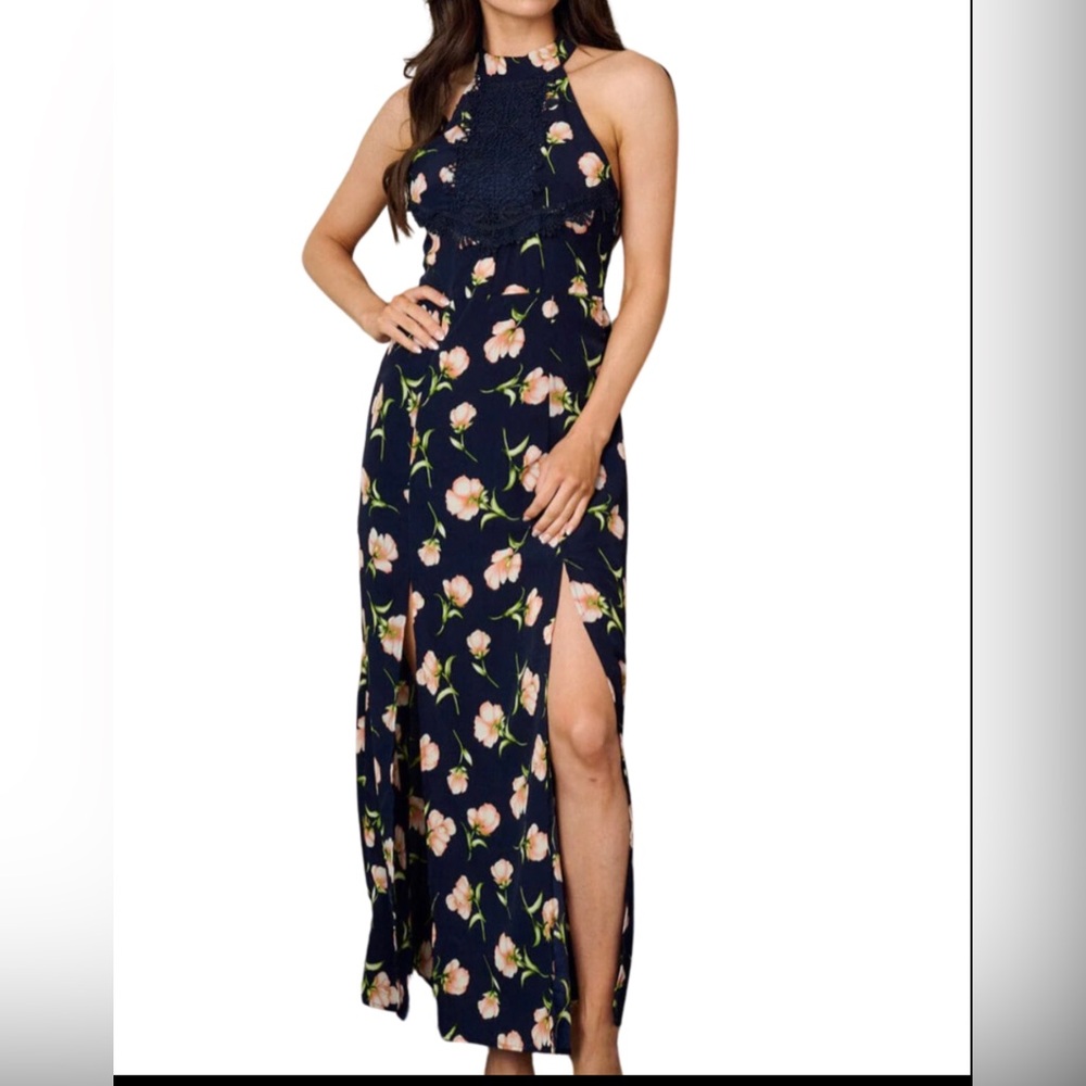 NEW ITOO Women's Stunning Sleeveless Floral Maxi Dress with Front Slit